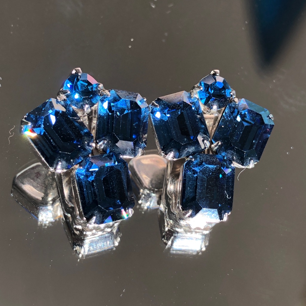 Weiss Blue Rhinestones Earrings